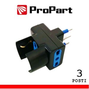 Adattatore Spina 16A 2 Bipasso 1 Schuko Nera